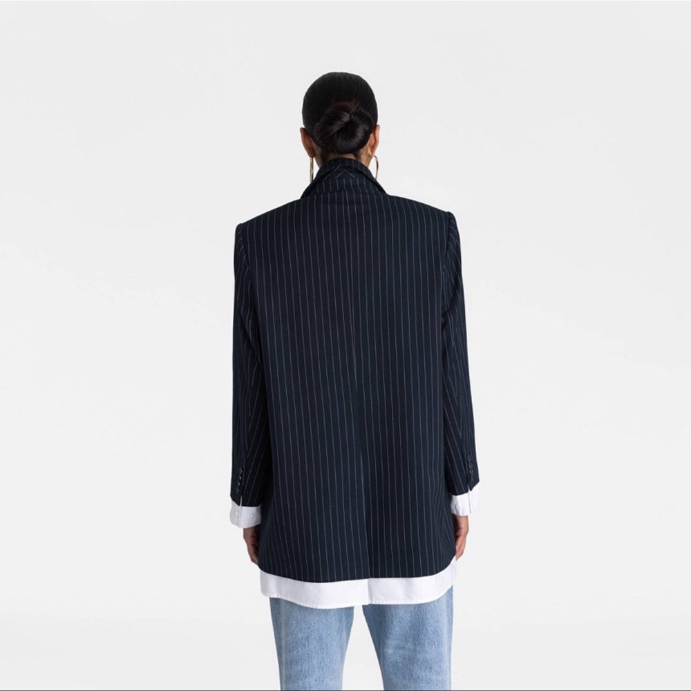 Navy Pinstripe Blazer - Picture 2 of 6